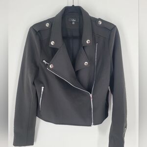 Lulus Black Scuba Moto Jacket Asymmetrical Zip Biker Style Size XL New